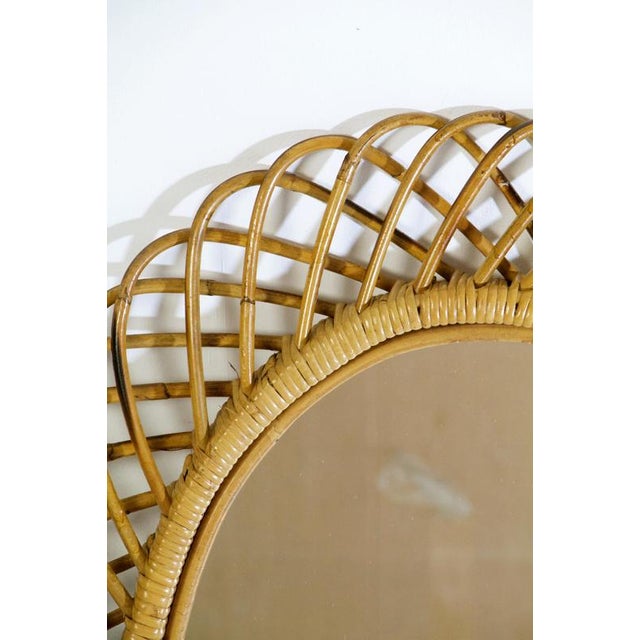 Mid-Century Modern Mid-Century Rattan Wall Mirror in the style of Franco Albini, Italy, 1960s For Sale - Image 3 of 9