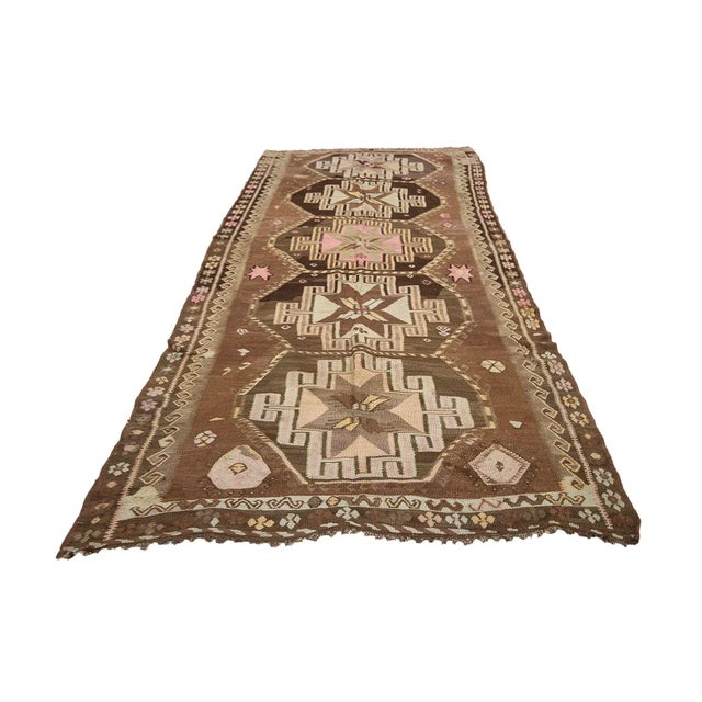 Handwoven vintage decorative kilim rug from Kars region of Turkey. Approximately 50-60 years old.In very good condition.