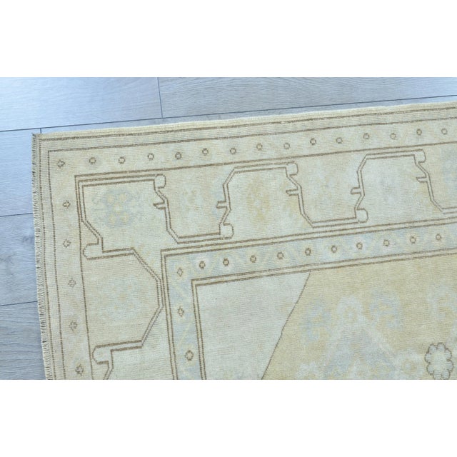 Oushak Vintage Tan Khaki Color Area Rug For Sale - Image 9 of 11