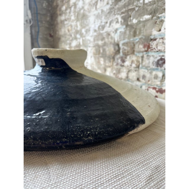 Ceramic XL Half Black Natural Couscous Platter For Sale - Image 7 of 8