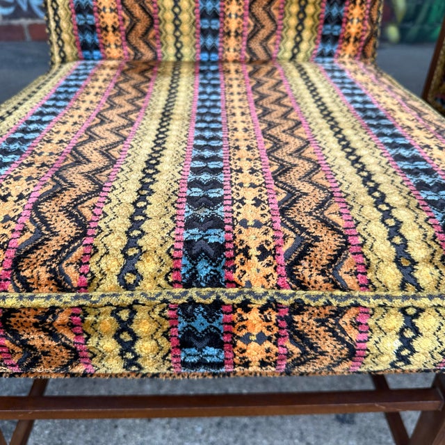 Set of 6 Walnut Founders Dining Chairs in Possible Jack Lenor Larsen Fabric For Sale - Image 10 of 12