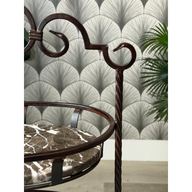 Marble Stone and Wrought Iron Metal 3-Tier Plant Stand or Bar Cart For Sale - Image 16 of 16