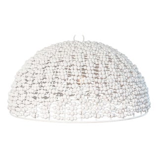 Matthew Izzo Remy Wood Bead Dome Shaped Pendant Light For Sale