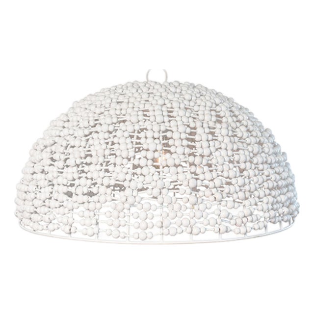 Matthew Izzo Remy Wood Bead Dome Shaped Pendant Light For Sale