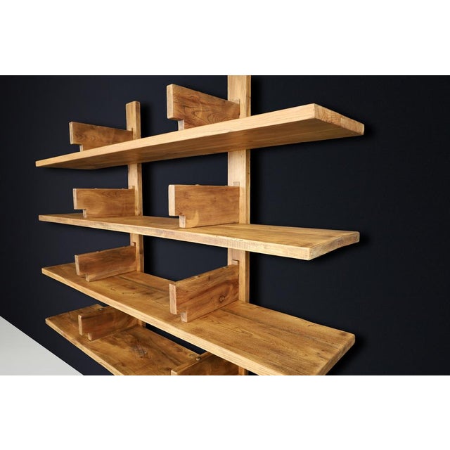 Patinated Elm Bookshelf in the style of Pierre Chapo, France, 1970s For Sale - Image 3 of 18