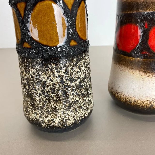 German Pottery Fat Lava Vases from Scheurich, 1970s, Set of 2 For Sale - Image 9 of 18