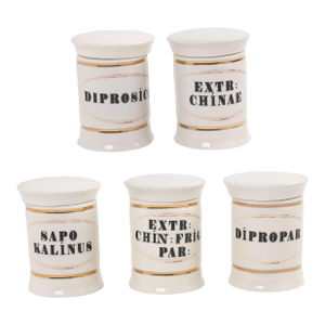 Antique-Style Small Ceramic Apothecary Jars - Set of 5
