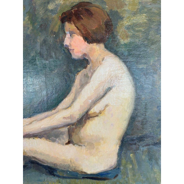 French School Artist, Seated Nude, Early 20th Century, Oil Painting on Canvas, Framed For Sale - Image 5 of 12