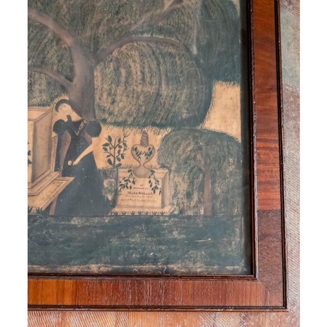 19th Century American Folk Art Memento Mori Memorial Watercolor Painting From Martha's Vineyard For Sale - Image 9 of 12