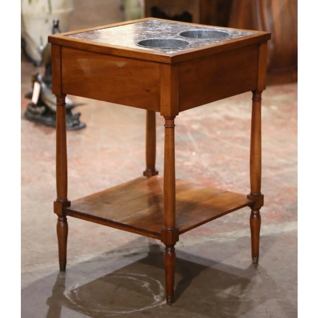 Brown 19th Century French Louis Philippe Walnut Rafraîchissoir With Marble Top For Sale - Image 8 of 11