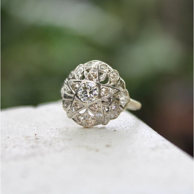 1920s Art Deco 14k White Gold Order of the Eastern Star Diamond Ring, Size 7.75 For Sale - Image 10 of 10