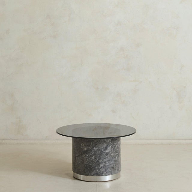Modern Italian Marble + Smoked Glass Coffee Table, 1970s For Sale - Image 3 of 11