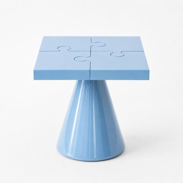 Popzlle Side Table in Blue Lacquer by Alexandre Ligios For Sale - Image 10 of 11