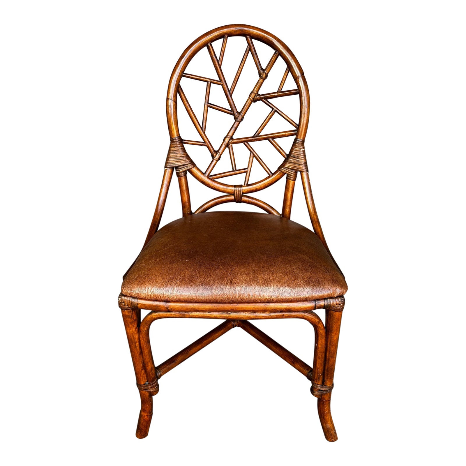 Bamboo Dining Chair With Faux Leather Seat Chairish