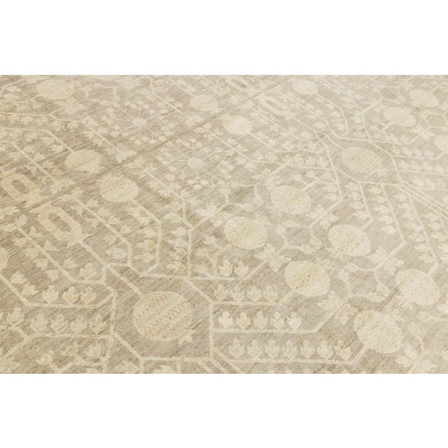 2020s Hand-Knotted Khotan Inspired Transitional Wool Rug - Neutral Earth Tones 18x20 For Sale - Image 5 of 11