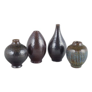 Small Mid-Century Ceramic Vases from Wallåkra Keramik, Sweden, Set of 4 For Sale
