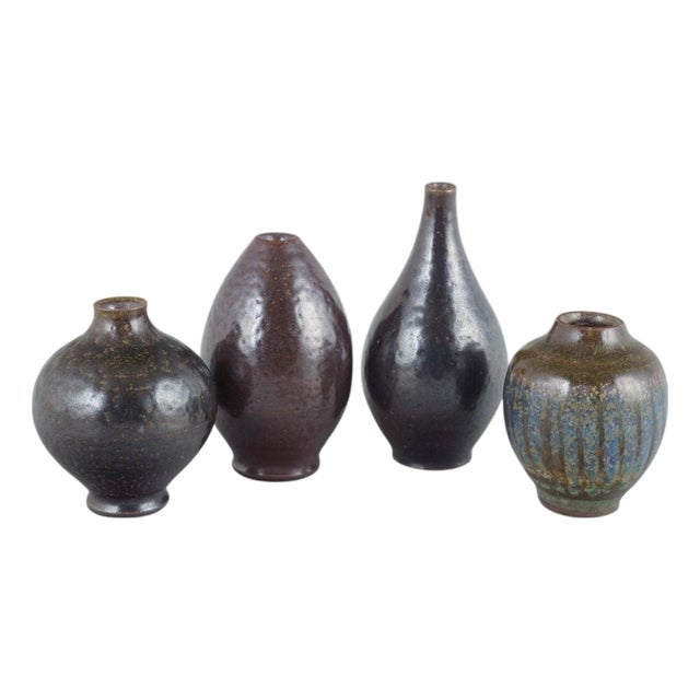 Small Mid-Century Ceramic Vases from Wallåkra Keramik, Sweden, Set of 4 For Sale