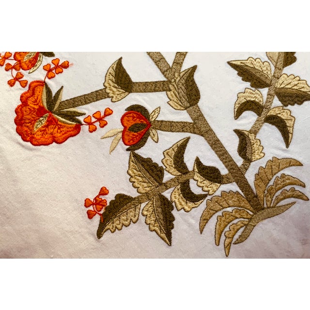 Contemporary Mughal Style White Cotton Embroidered Pillows - A Pair For Sale - Image 13 of 14