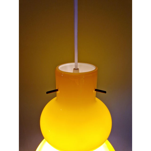 Vintage Yellow Opaline Glass Pendant Light, Italy, 1960s For Sale - Image 9 of 14