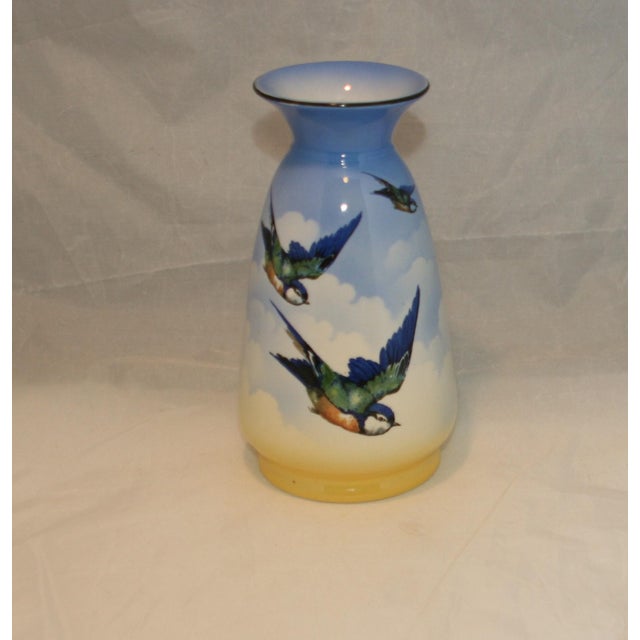 Vintage English Ceramic Hand Painted Falcon Ware Blue Bird Vase Chairish