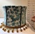 A richly detailed, custom-made drum lampshade featuring luxurious teal velvet in the striking Luv Bunny 504 Azure by...