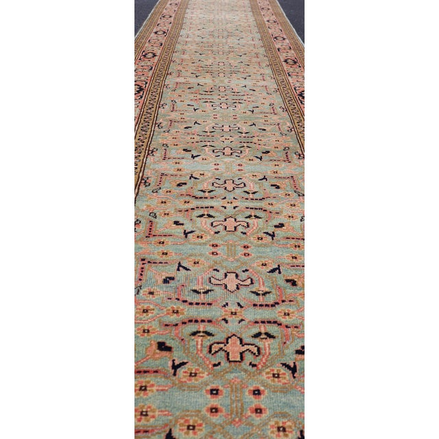 Tribal Very Long Green Color Vintage Turkish Runner 2 '8" X 28' 10" For Sale - Image 3 of 11