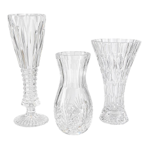 Vintage Crystal Bud Vase Trio Sculptural Cut Glass Curated Collection