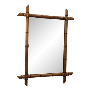 Vintage French Bamboo Mirror For Sale