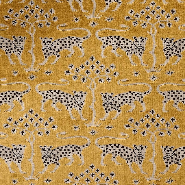 Sample- Schumacher Woodland Leopard Velvet Fabric in Gold For Sale