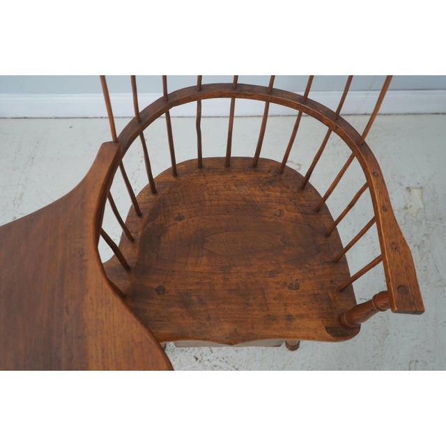 Brown Antique Early American Windsor Writing Desk Armchair With Drawer For Sale - Image 8 of 18