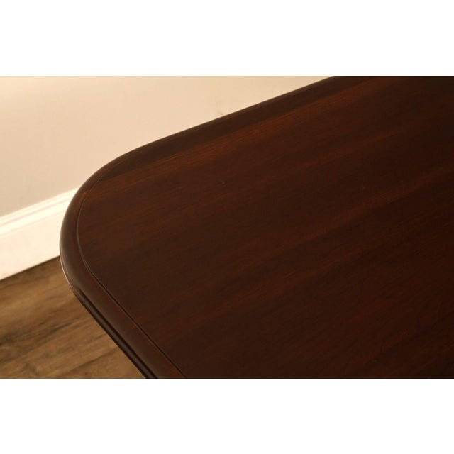 Wood Ethan Allen Georgian Court Queen Anne Style Double Pedestal Cherry Dining Table For Sale - Image 7 of 18