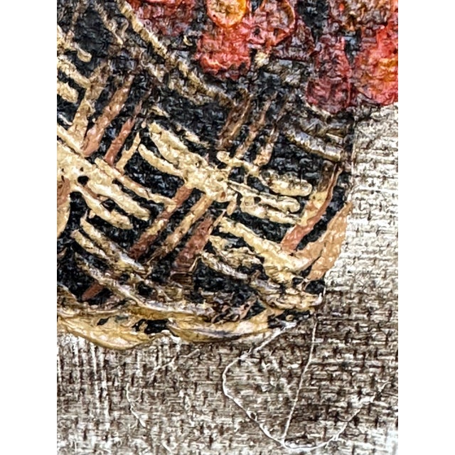 Brown 1960s Oil on Canvas Board Basket of Flowers Still Life Painting Bonnie Anderson Signed Framed For Sale - Image 8 of 12