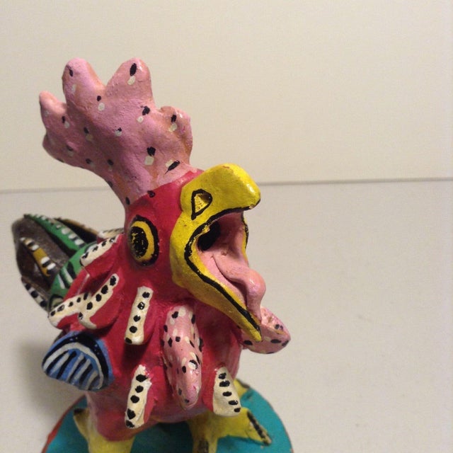 A charming folk art rooster made by Juan Jose Ramos Medrano, grandson of the famous folk art potter, Candelario Medrano....