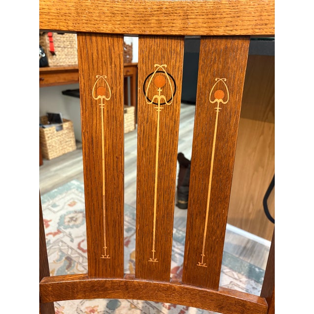 2010s Stickley Harvey Ellis Dining Table With Inlays and Chairs For Sale - Image 5 of 9