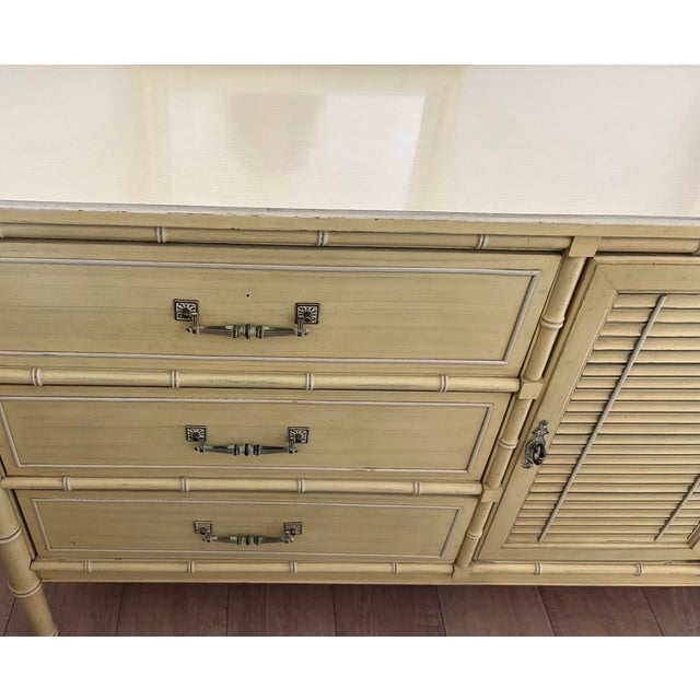 Midcentury Henry Link Bali Hai Hollywood Regency Dresser & Two Mirrors For Sale - Image 10 of 12