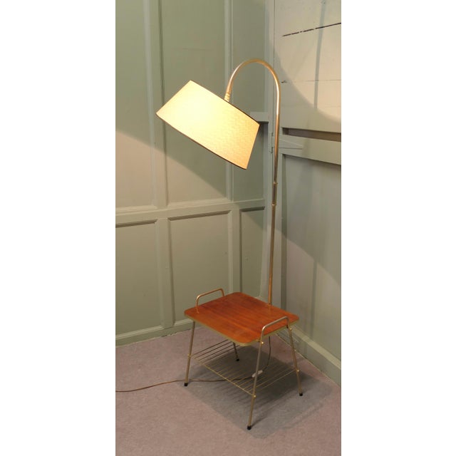 French Floor Lamp with Coffee Table and Magazine Rack, 1950 For Sale - Image 6 of 9