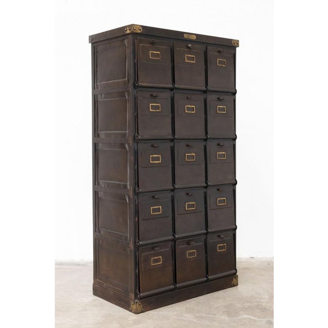 1950s Mid-Century Industrial Steel 15-Tier Cabinet, Italy, 1950s For Sale - Image 5 of 18