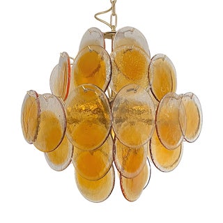 Vintage Italian Amber Murano Glass Chandelier, 1990s For Sale