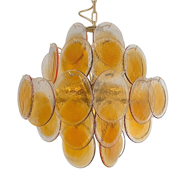 Vintage Italian Amber Murano Glass Chandelier, 1990s For Sale