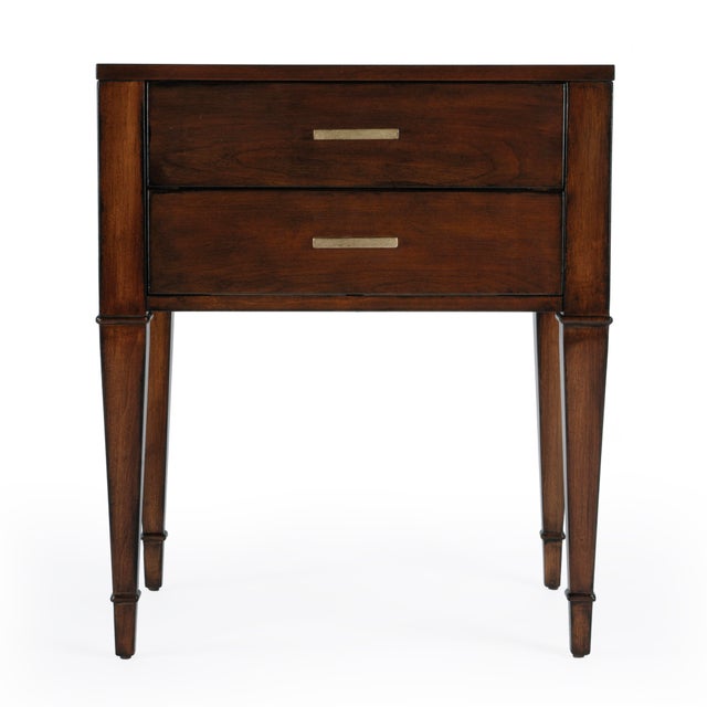 2020s Kai 24 in. W Rectangular Wood 2 Drawer End Table, Antique Cherry For Sale - Image 5 of 9
