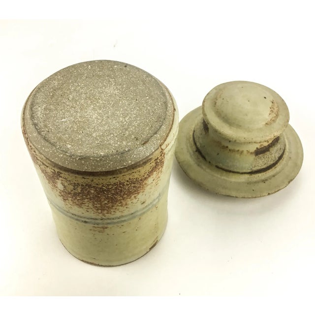 Vintage Artisan Pottery Studio Hand Crafted Covered Storage Container For Sale In Portland, ME - Image 6 of 6