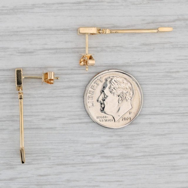 2020s New 0.12ctw Diamond Arrow Drop Earrings 14k Yellow Gold - 2 Pieces For Sale - Image 5 of 5
