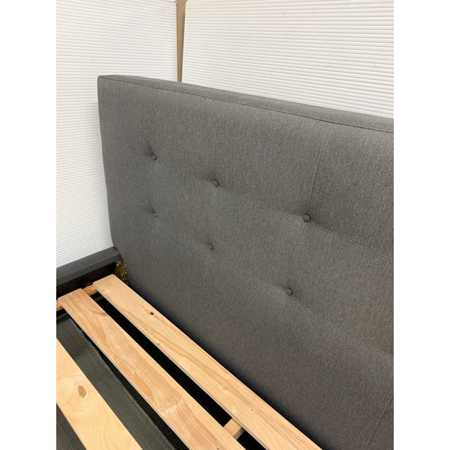 Queen Size Crate & Barrel Tate Upholstered Bed Frame For Sale - Image 11 of 13