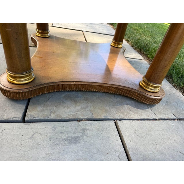 Traditional Vintage Baker Large Round Pedestal Extension Dining Table For Sale - Image 3 of 9