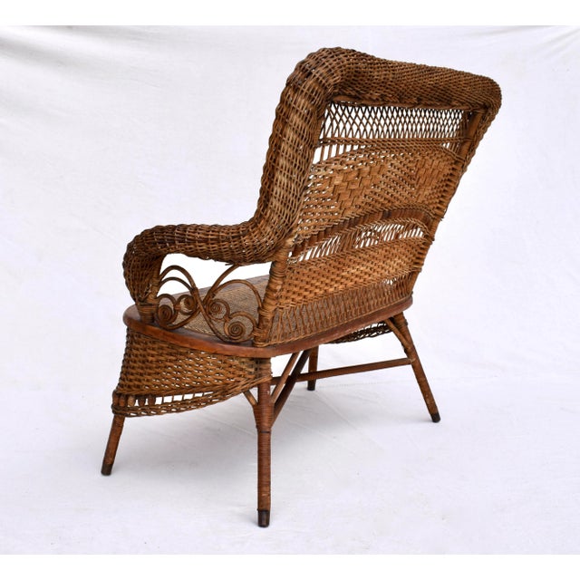 Brown Antique Wicker Loveseat by Larkin & Co., Arts and Crafts Style, Usa For Sale - Image 8 of 13