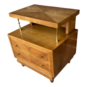 A Detailed Nightstand by American of Martinsville, Featuring Brass Knobs, Two Drawers and Multi Tiered