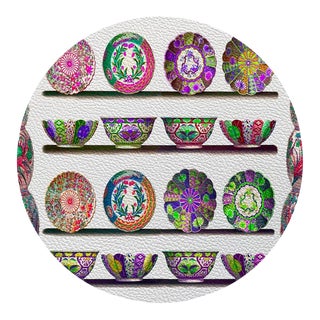 Nicolette Mayer Ceramic Menagerie 16" Round Pebble Placemats, Set of 4 For Sale