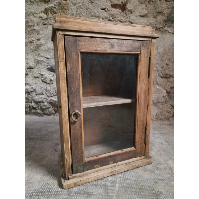 Brown Antique French Wall Cabinet in Pine and Oak with Glass Door, 1850s For Sale - Image 8 of 18