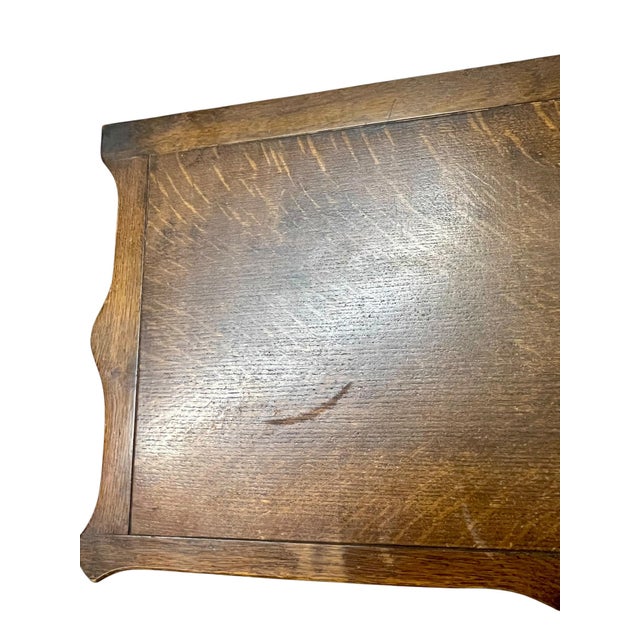 Antique English Jacobean Style Oak Flip Top Game Table Bar Cart Carved Frieze For Sale - Image 10 of 18