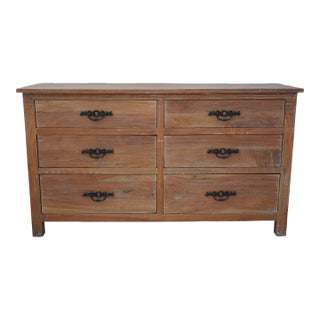 Weathered Wood 6 Drawer Modern Coastal Dresser For Sale